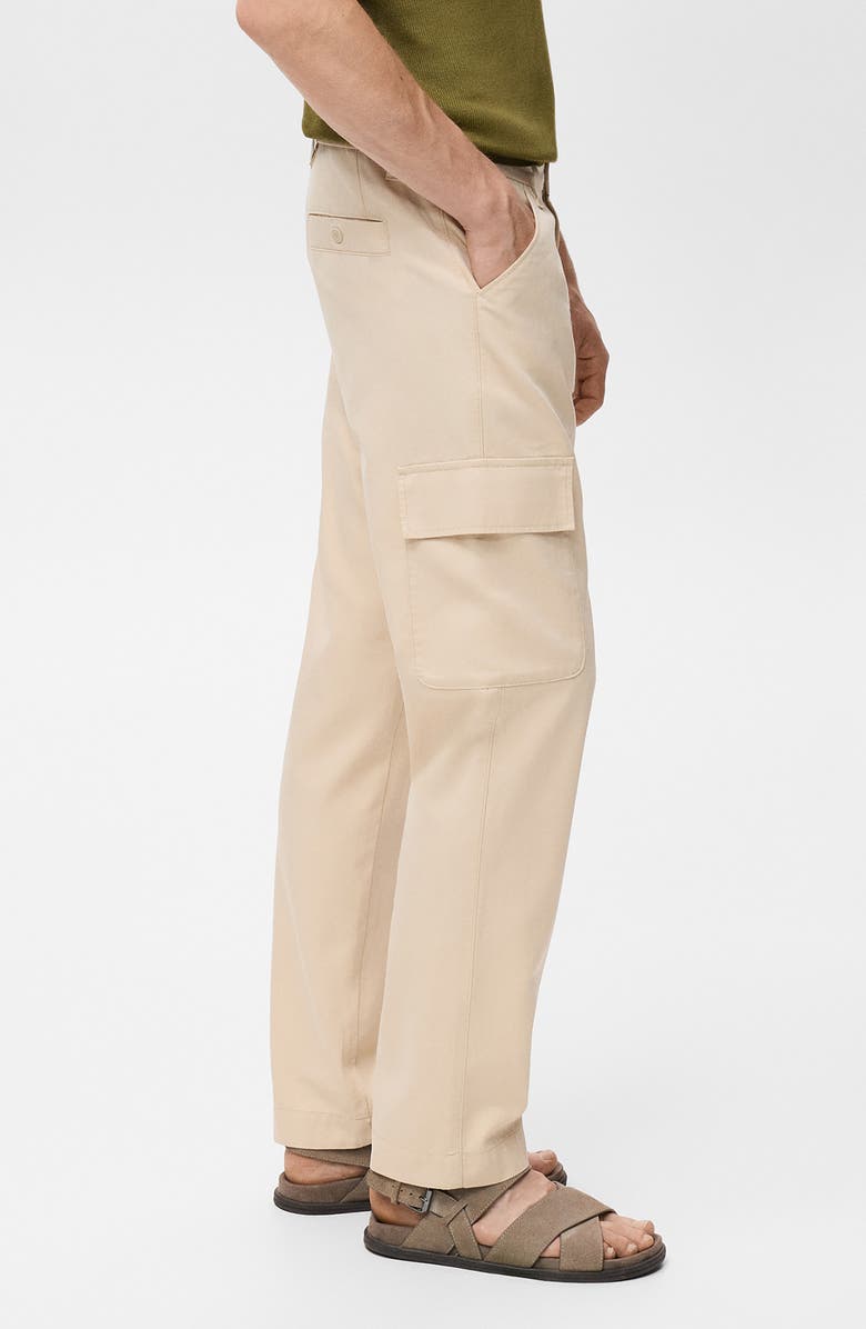MANGO Cotton Blend Cargo Pants, Alternate, color, Beige