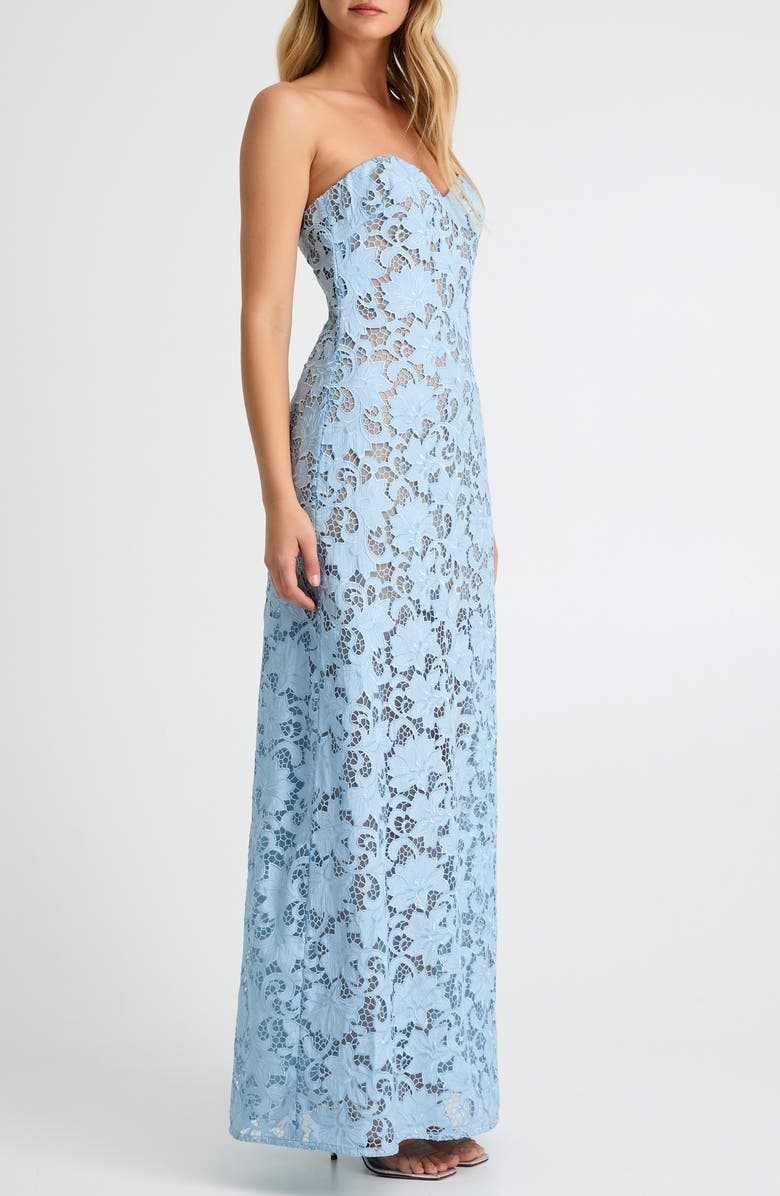 HELSI Lindsey Strapless Floral Lace Gown, Alternate, color, Mineral Blue