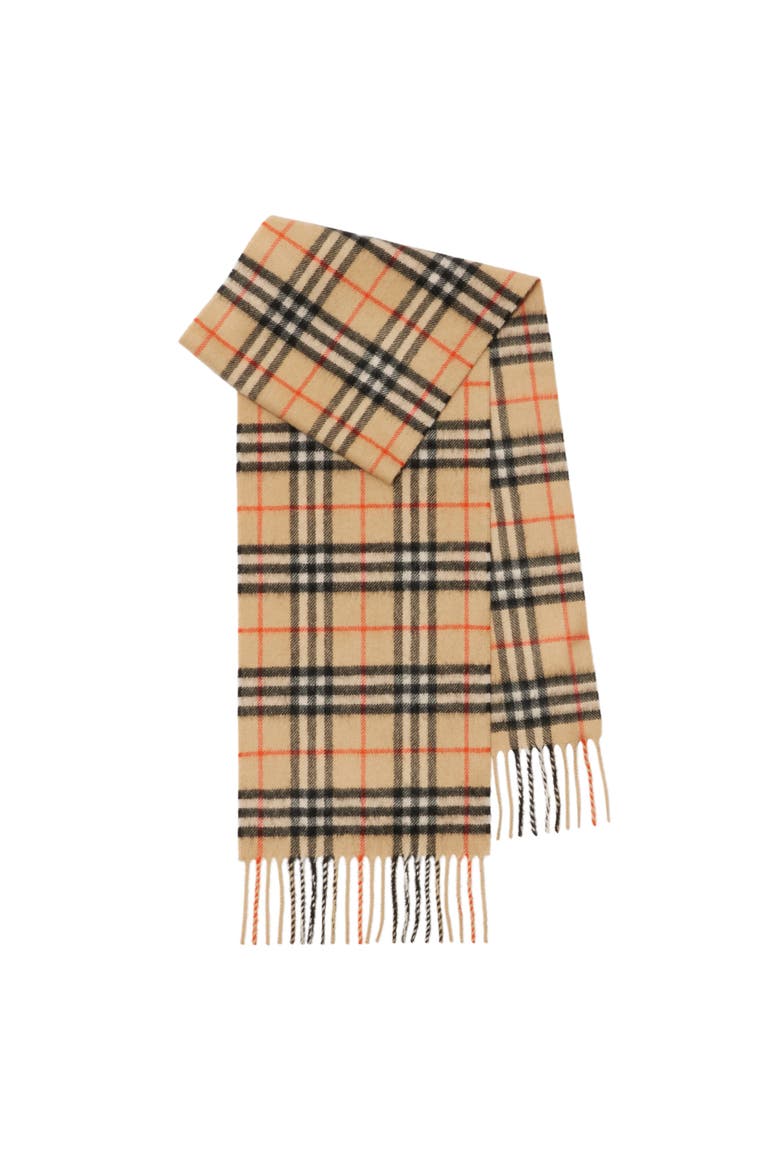 Kids' Check Cashmere Scarf, Main, color, Sand beige