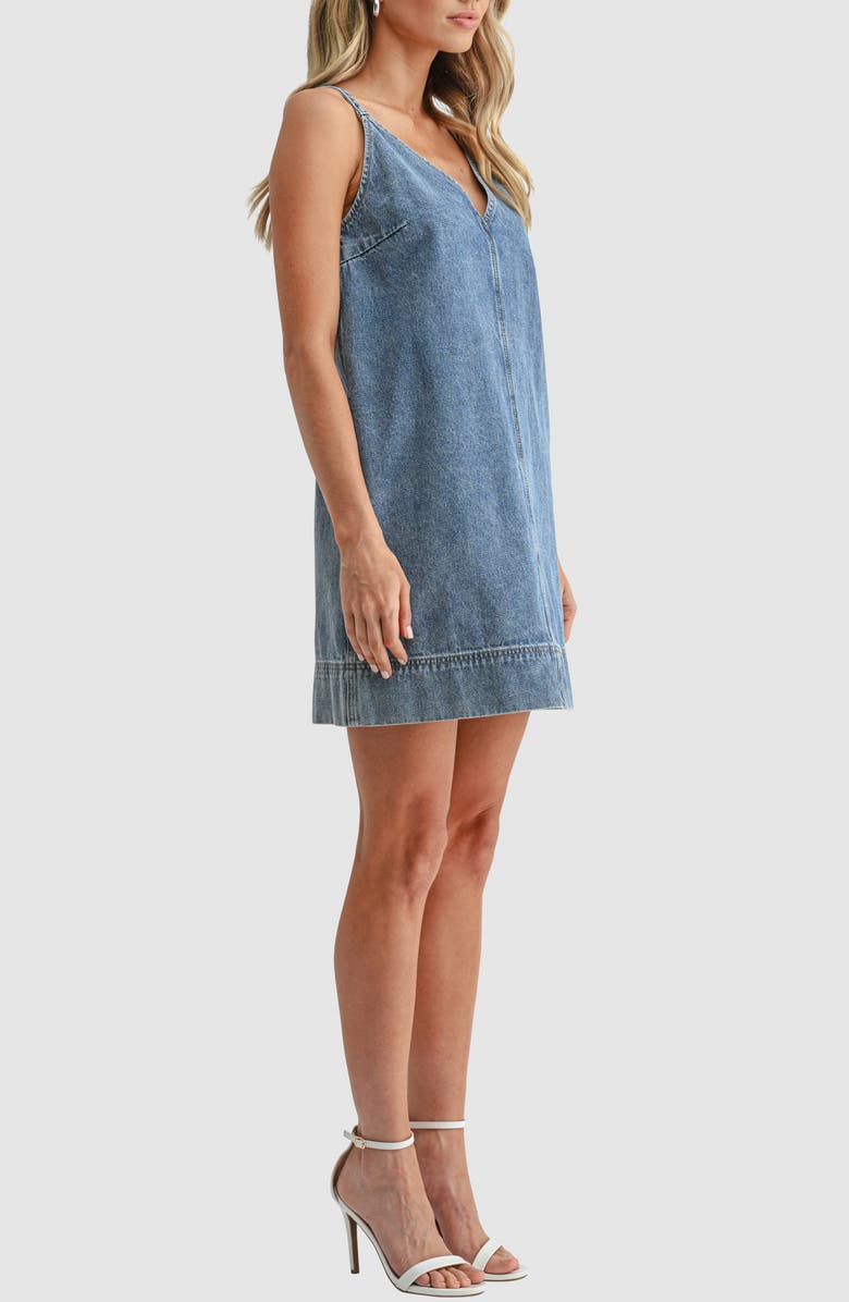 Lush Sleeveless Denim Minidress, Alternate, color, Denim