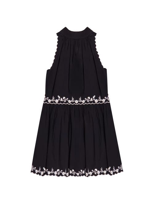 Ro&zo Embroidered Scallop Short Dress In Black