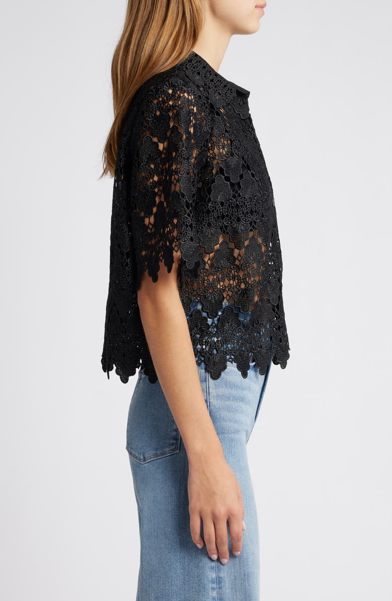 FRAME Lace Button-Up Shirt, Alternate, color, Black