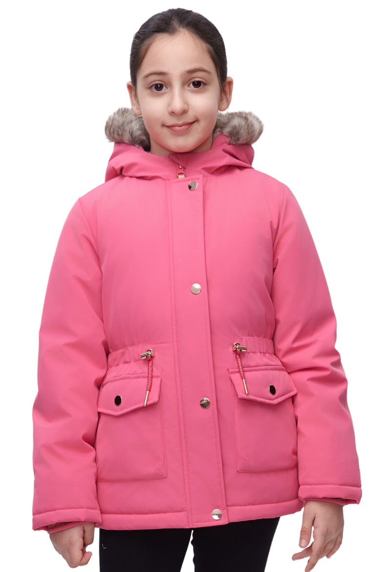 Kids' Cozy Fleece-Lined Parka, Main, color, Hot Berry Pink