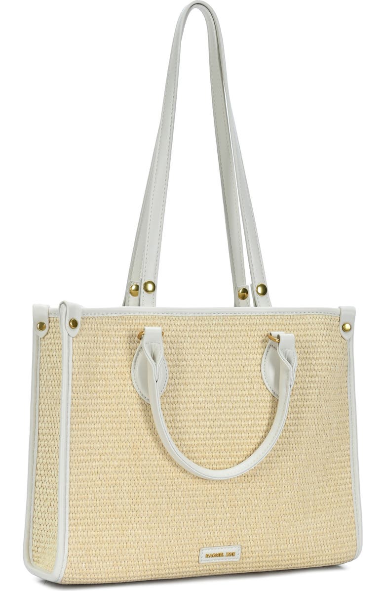 Rachel Zoe Raffia Contrast Tote Bag, Alternate, color, Cream-Bone