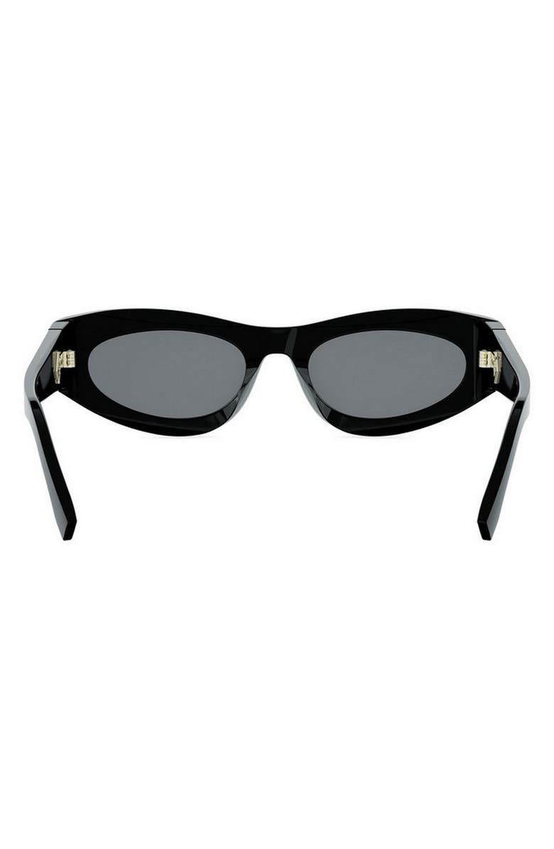 Fendi FF Diamonds 51mm Oval Sunglasses, Alternate, color, Shiny Black / Smoke