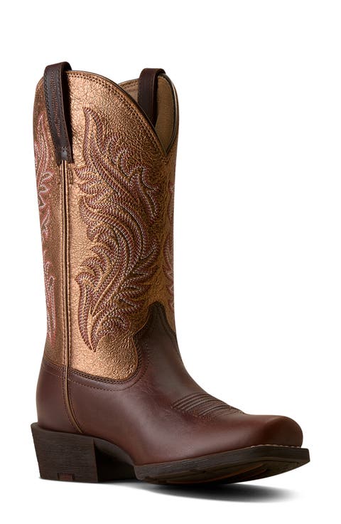 Round Up Narrow Cutter Toe Western Leather Boot