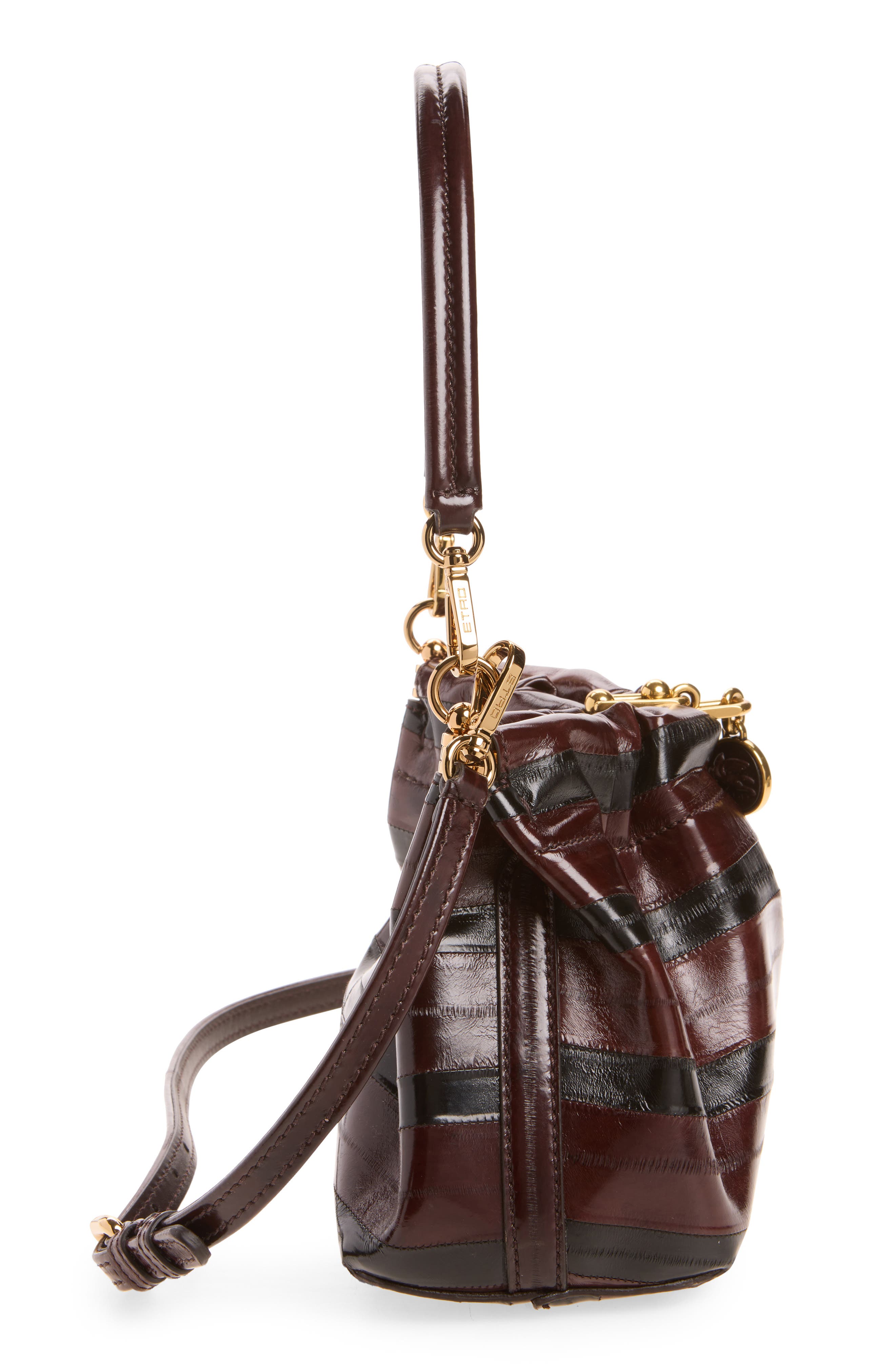 Small Vela Blossom Striped Leather Shoulder Bag, Alternate, color, BORDEAUX