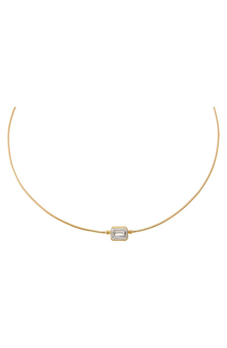 BY ADINA EDEN Lab Grown Diamond Emerald Embedded Chain Necklace 14K, Main, color, 14K Gold
