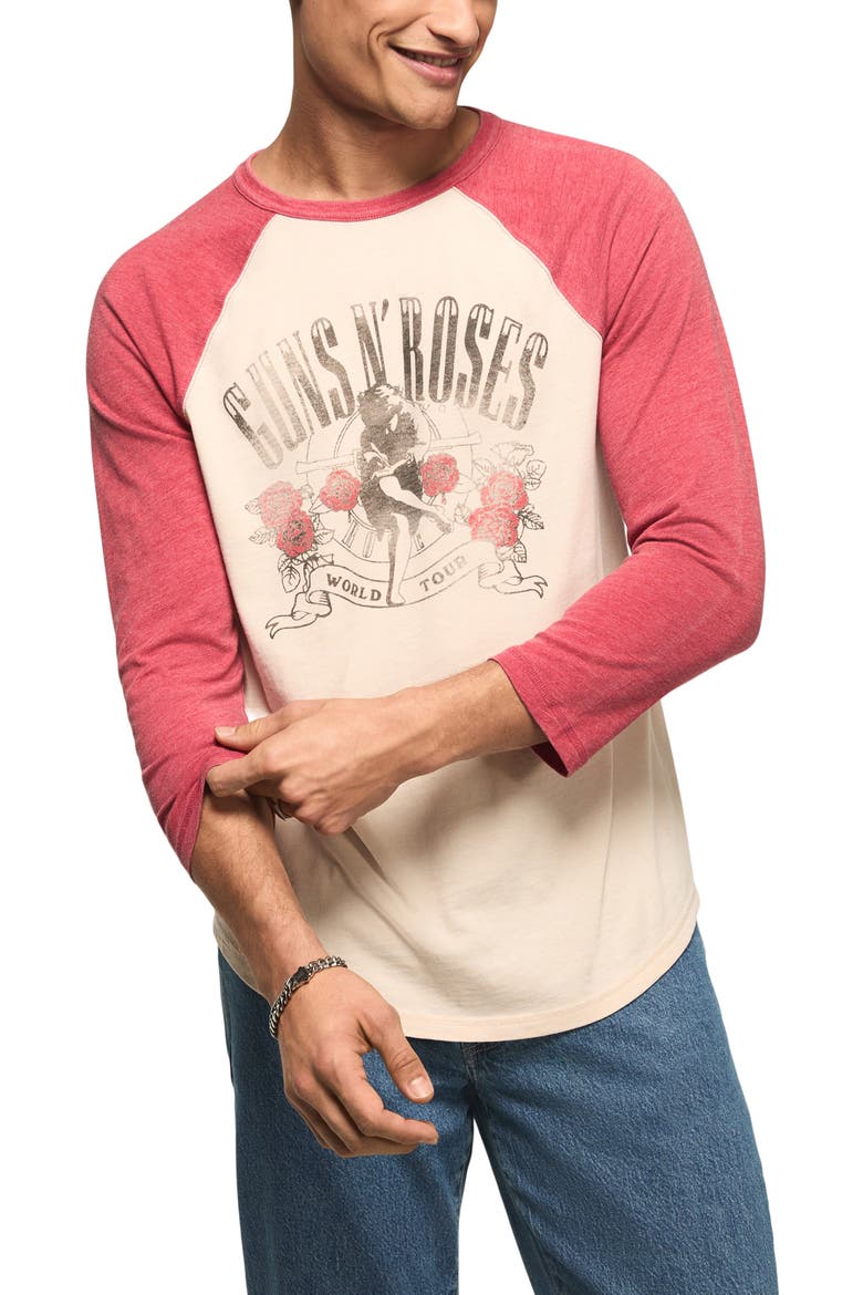 Guns N' Rose Graphic Baseball T-Shirt, Main, color, RED MULTI