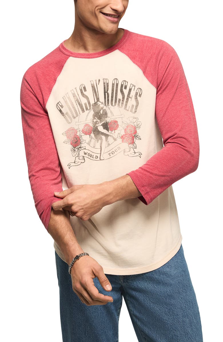 Lucky Brand Guns N' Rose Graphic Baseball T-Shirt, Main, color, Red Multi