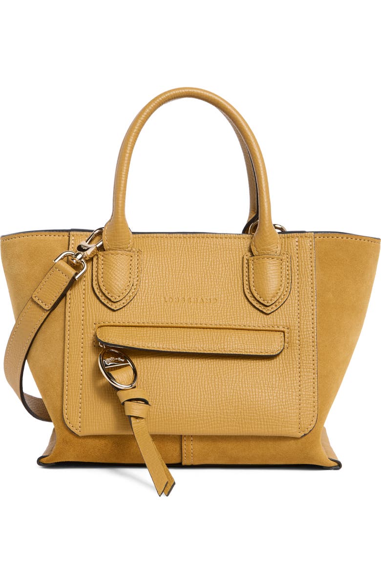 Longchamp Small Mailbox Soft Top Leather Crossbody Bag, Main, color, Honey