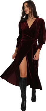 Belle & Bloom Current Mood Velvet Wrap Dress