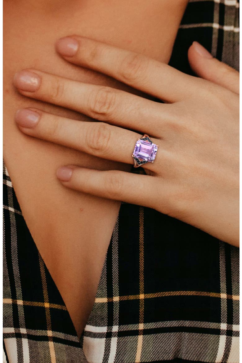 Rose de France Amethyst & Black Sapphire Ring, Alternate, color, PURPLE