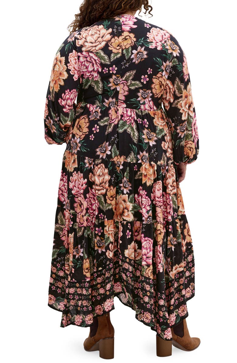 City Chic Divine Grace Long Sleeve Floral Maxi Dress, Alternate, color, Floral Print