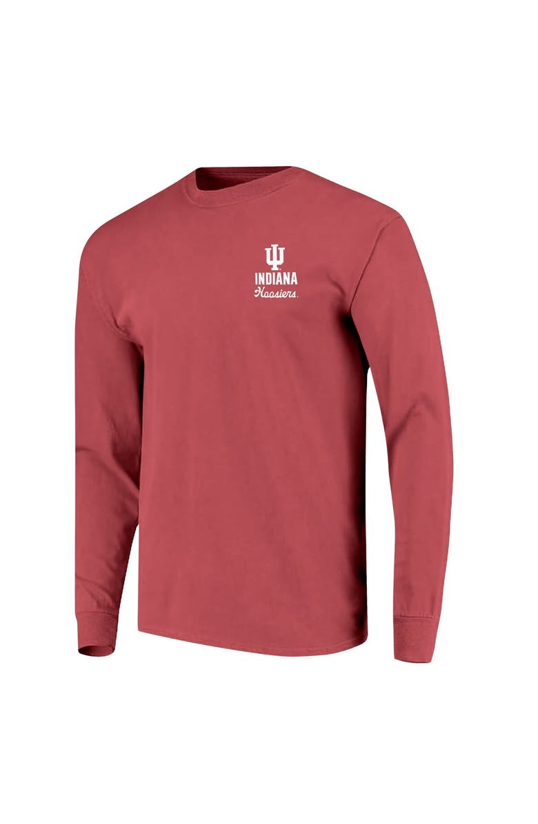IMAGE ONE Men's Crimson Indiana Hoosiers Comfort Colors Mascot Overlay Long Sleeve T-Shirt, Alternate, color, Crimson