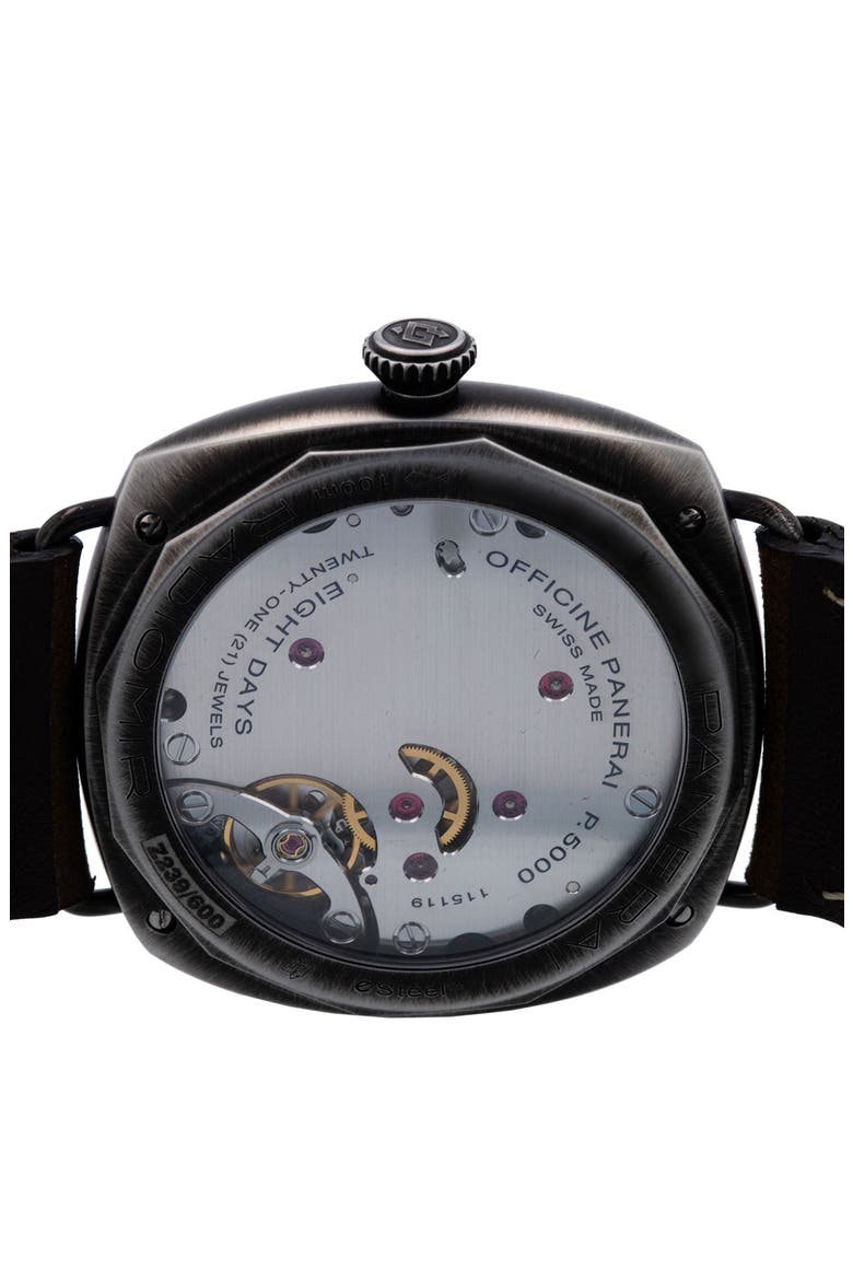 Panerai Preowned Radiomir California Leather Strap Watch, 45mm, Alternate, color, GREEN