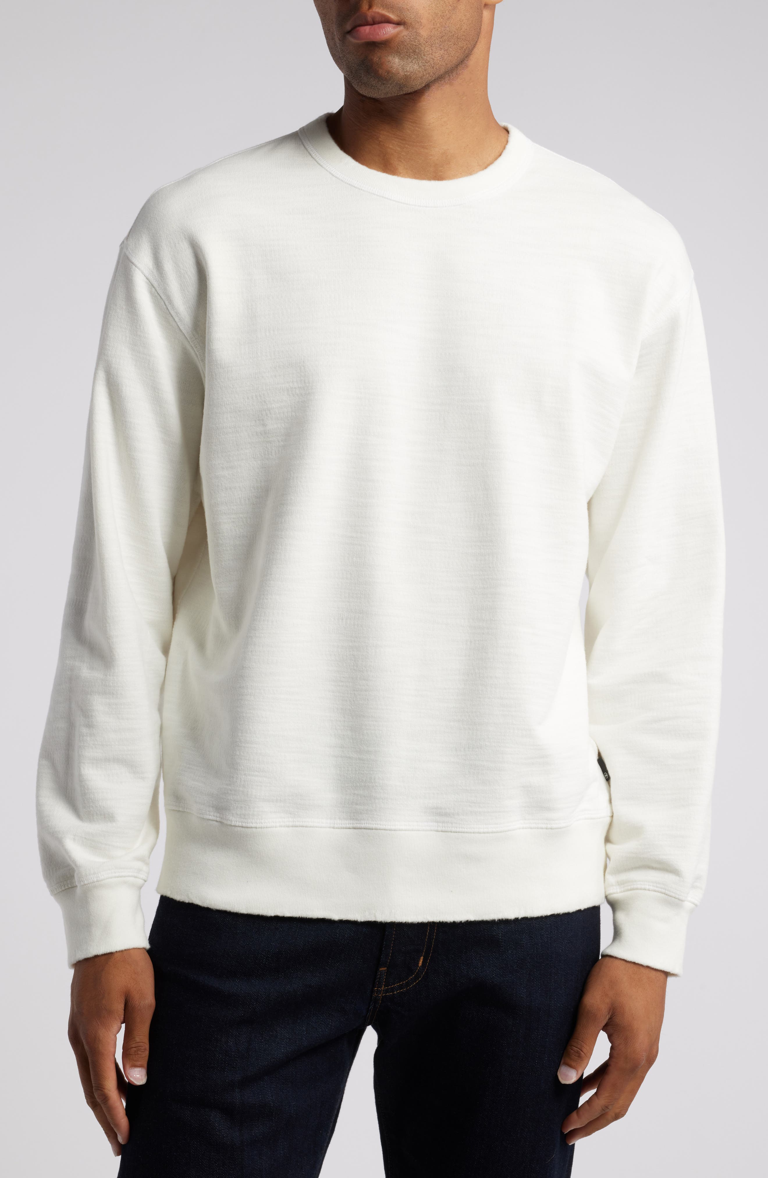 all white crew neck