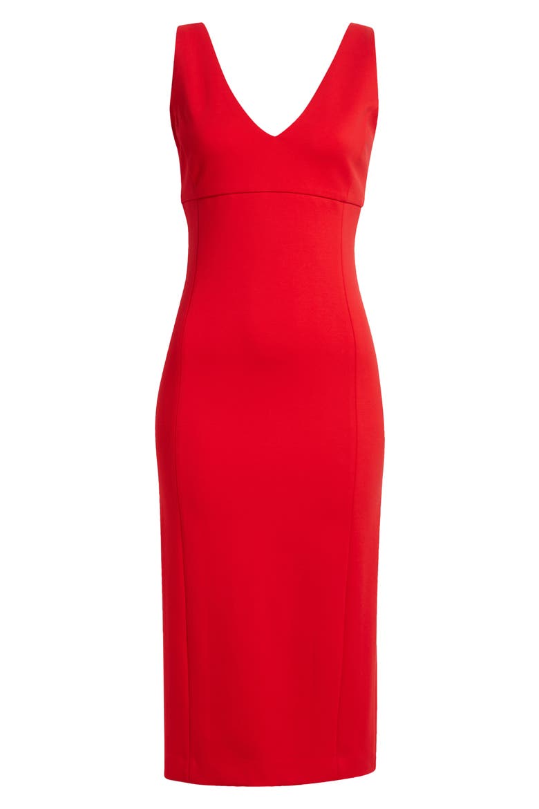 SPANXshape™ Ponte V-Neck Sleeveless Midi Dress, Alternate, color, SPANX RED