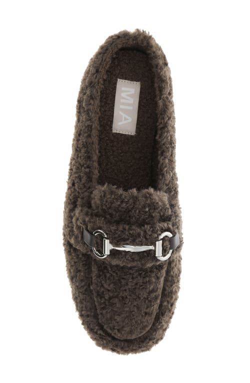 Mia Harmonie Faux Shearling Bit Slipper In Brown
