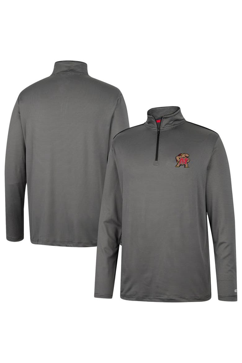 Men's Colosseum Charcoal Maryland Terrapins Logo Quarter-Zip Windshirt, Main, color, Charcoal