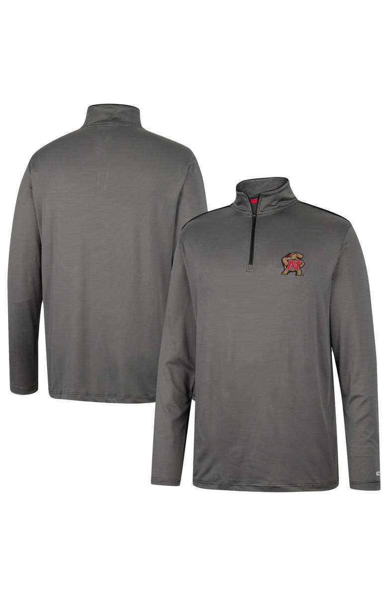 COLOSSEUM Men's Colosseum Charcoal Maryland Terrapins Logo Quarter-Zip Windshirt, Main, color, 