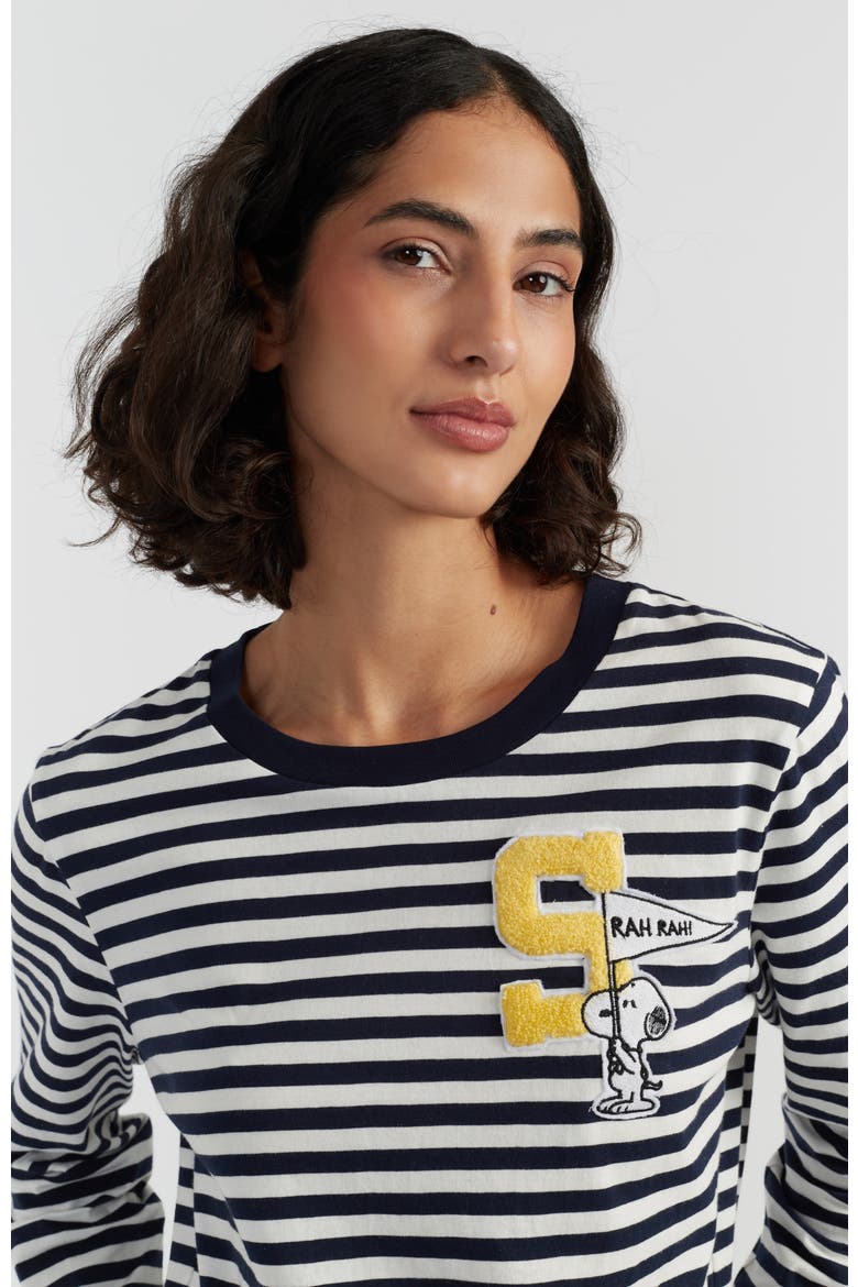 Snoopy Varsity Cotton Long Sleeve Tee, Alternate, color, Navy
