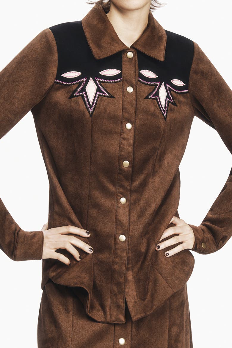 Faux Suede Appliqué, Alternate, color, Mocha Multi
