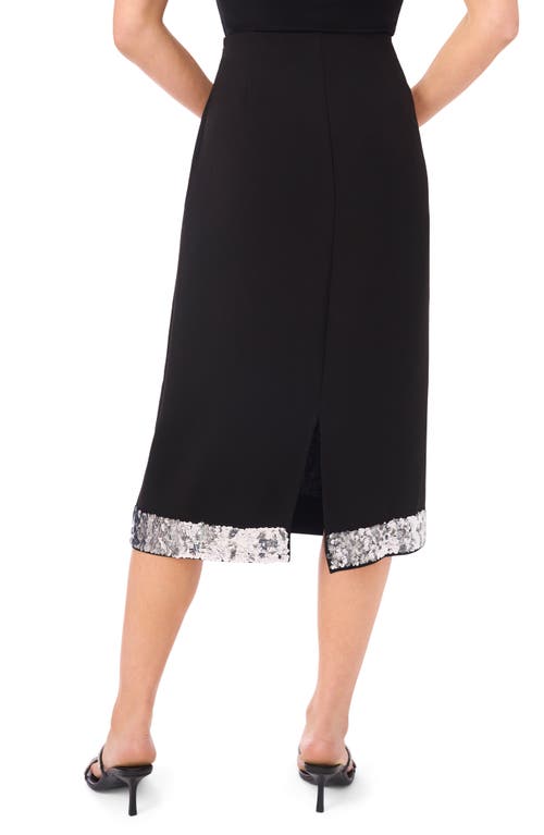 Cece Sequin Hem Midi Skirt In Black