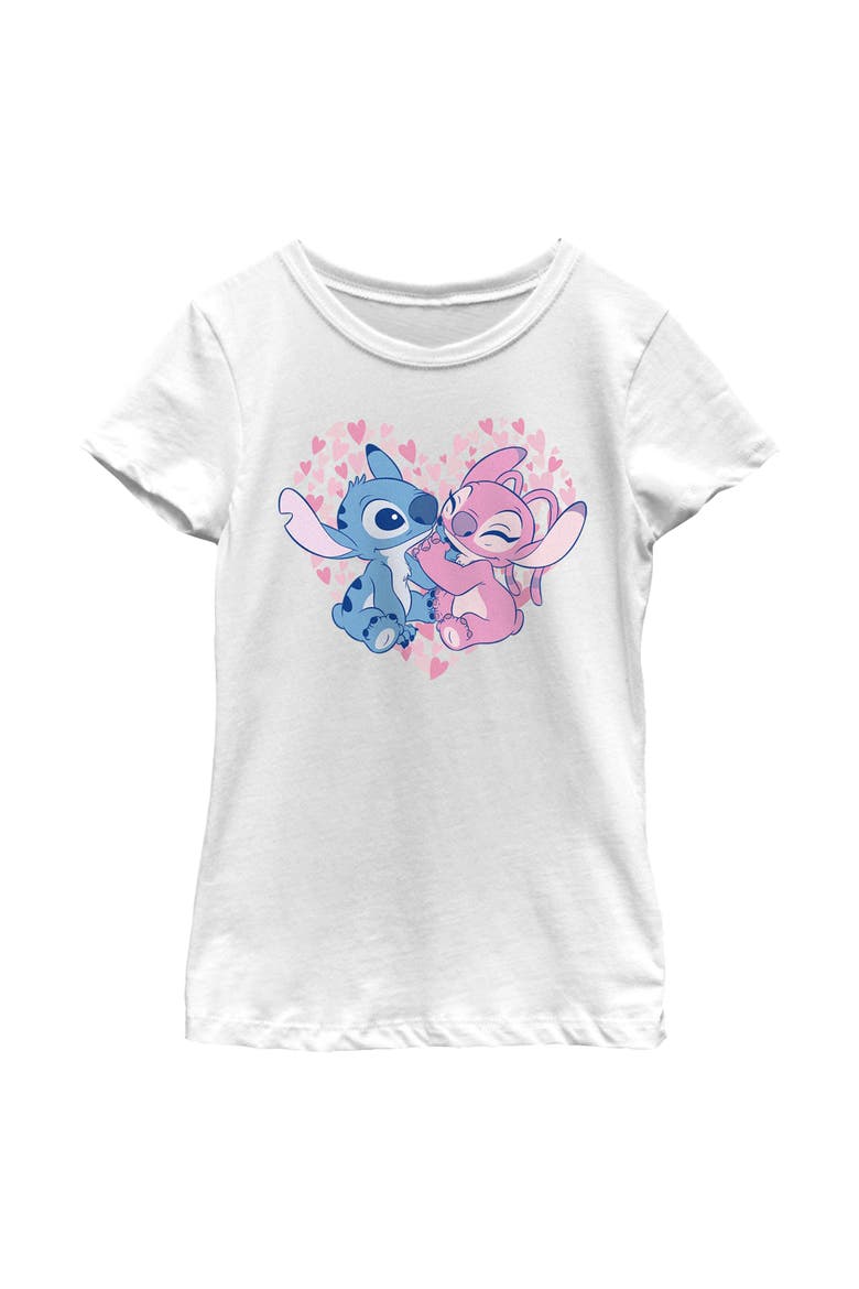 Girl's Lilo & Stitch Alien Couple  Graphic T-Shirt, Main, color, White