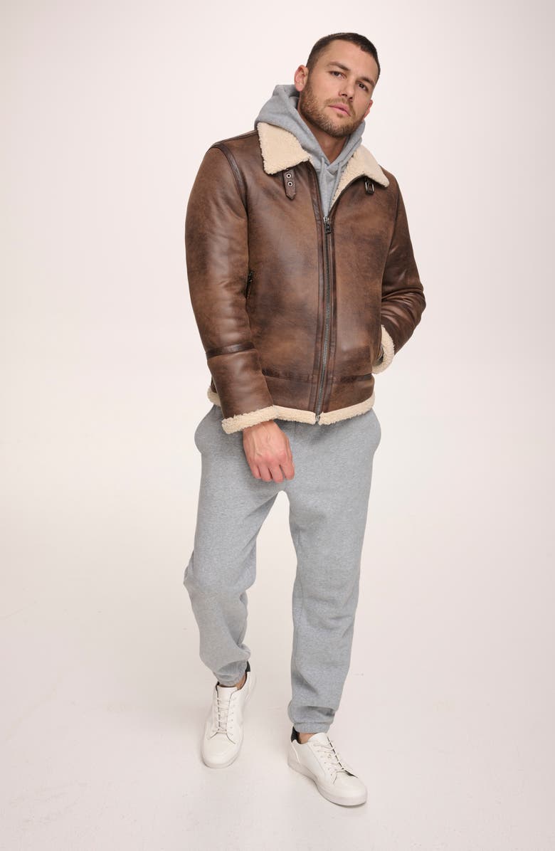 Calvin Klein Faux Suede & Faux Shearling Jacket, Alternate, color, Brown