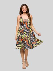 24seven Comfort Apparel Butterfly Print Sleeveless Knee Length Tank Swing Dress