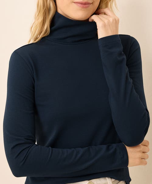 Pact Luxe Stretch Jersey Slim Turtleneck In Blue