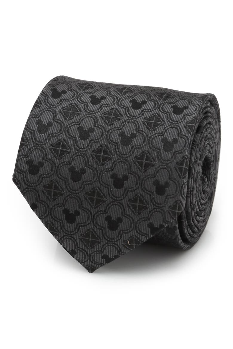Mickey Mouse Geometric Silk Tie, Alternate, color, BLACK