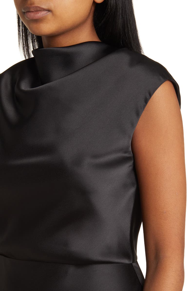 Amsale High Cowl Neck Satin Gown, Alternate, color, 