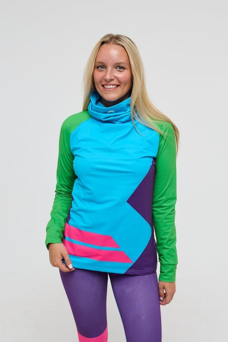 High Neck Baselayer Top - Powder Hound Women's, Main, color, multi-colour