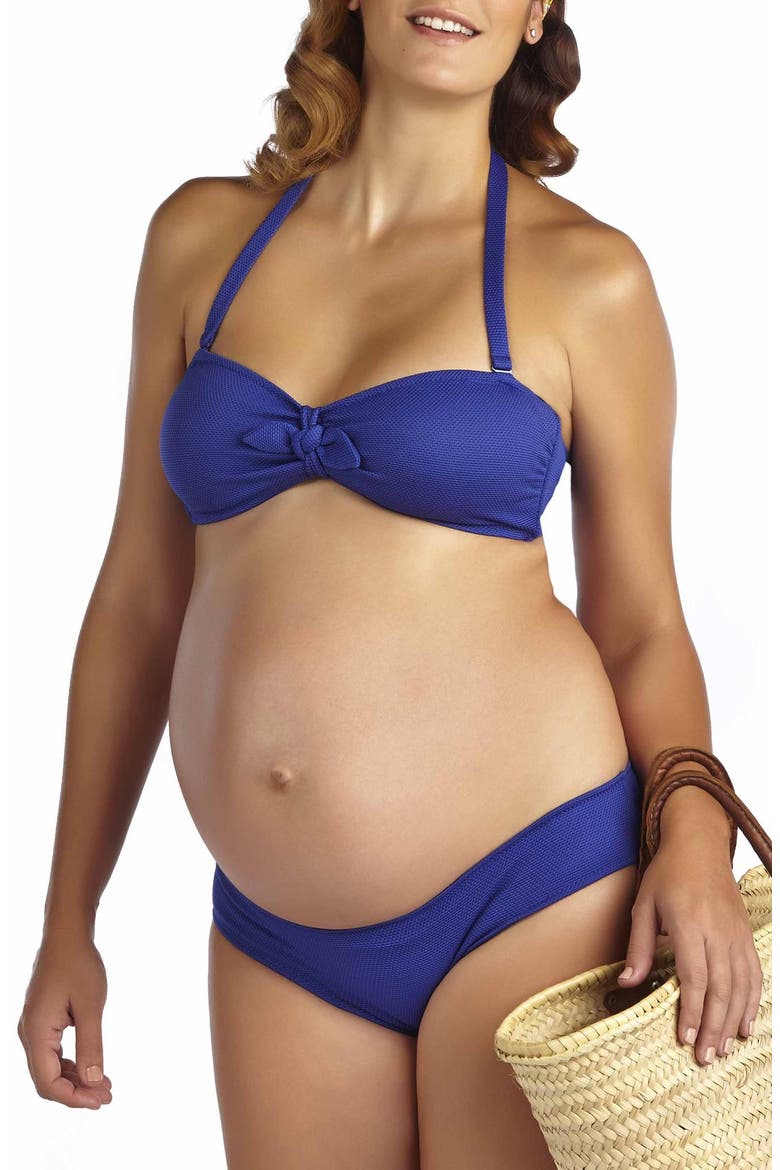 'Rimini' Textured Maternity Bikini, Main, color, BLUE