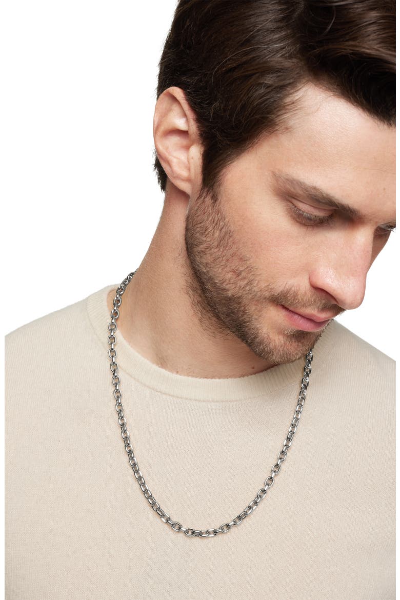 Deco Chain Link Necklace, Alternate, color, STERLING SILVER