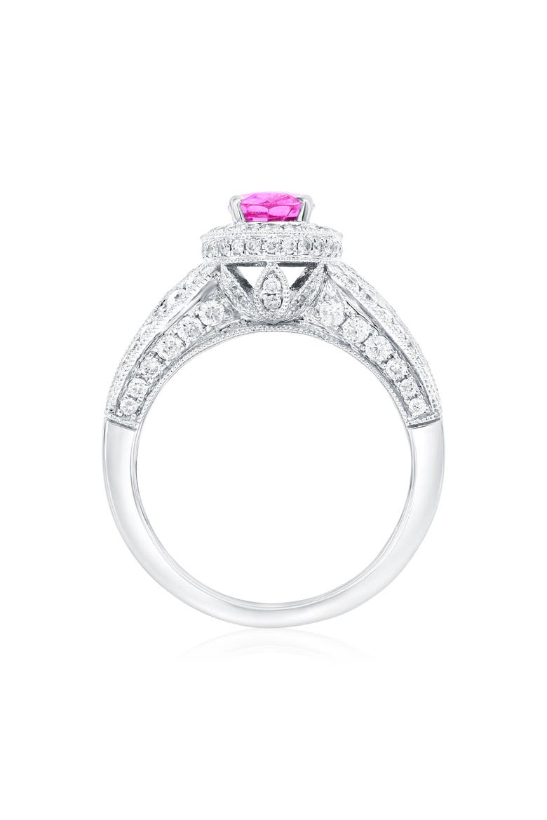 14K White Gold 1.30ct Royal Pink Sapphire & 0.92cttw Diamond Ring, Alternate, color, Pink