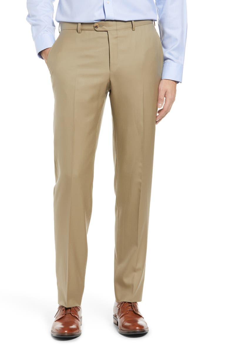 Heritage Gold Hickey Freeman B Series Honeyway Flat Front Wool Dress Pants, Main, color, 