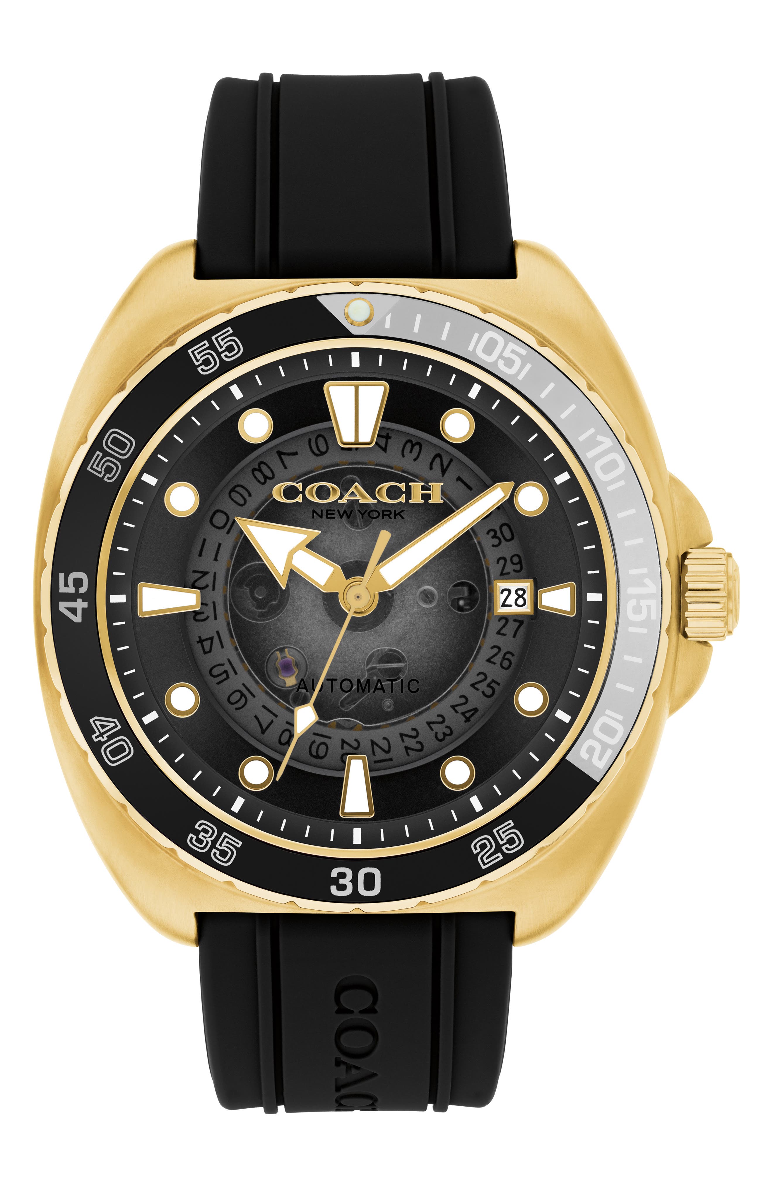 COACH Charter Silicone Strap Watch, 44.5mm