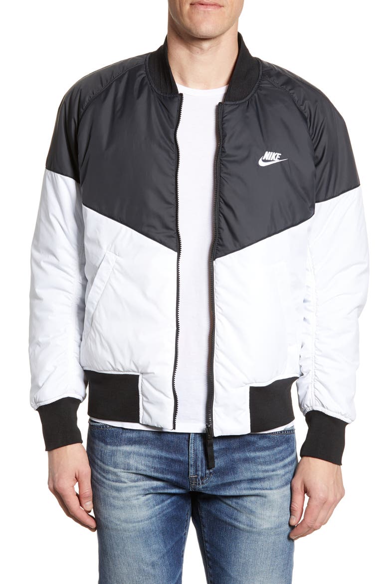 Sportswear Reversible Insulated Bomber Jacket, Alternate, color, BLACK/ BLACK/ WHITE/ WHITE