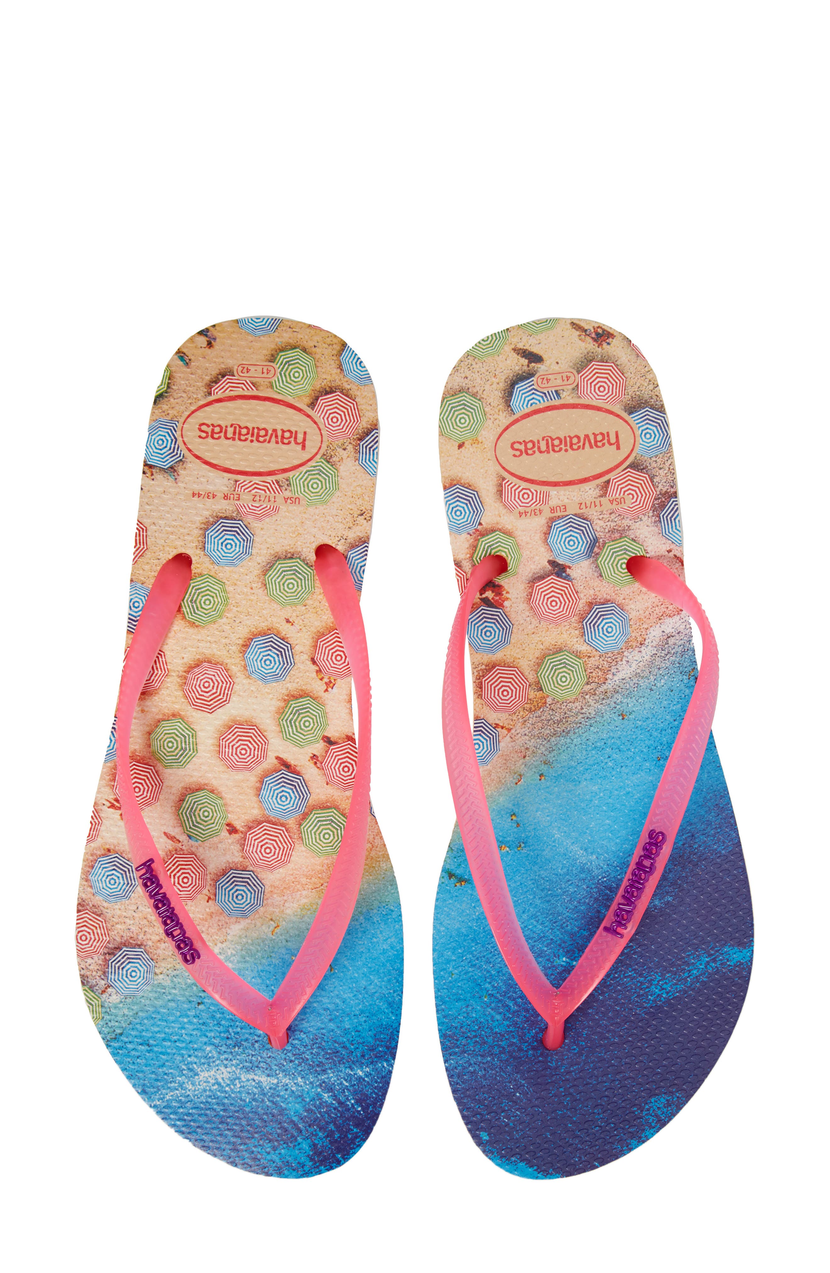 'Slim Paisage' Flip Flop, Main, color, IVORY