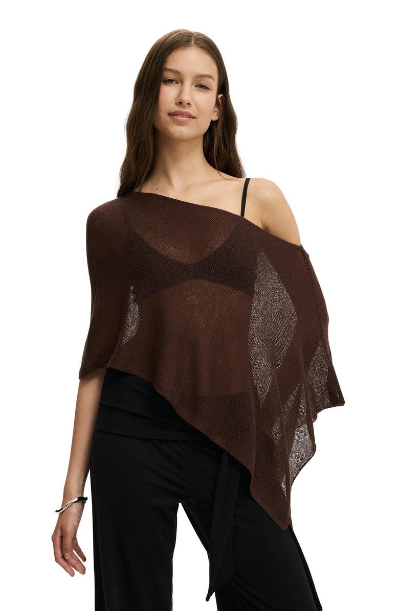 Cotton On Women's Sheer Knit Poncho, Main, color, Dark Oak