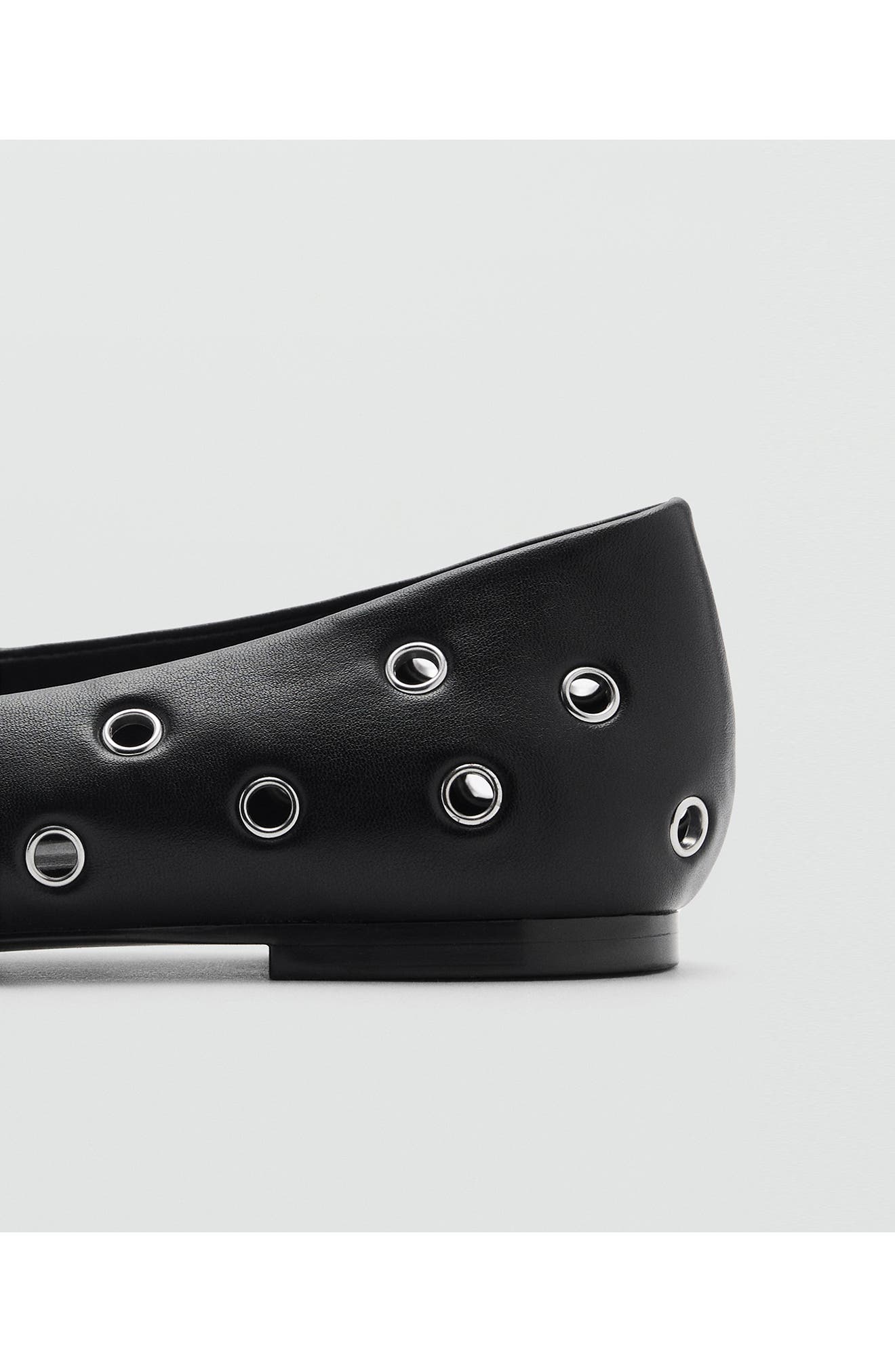 MANGO Grommet Ballet Flat, Alternate, color, Black