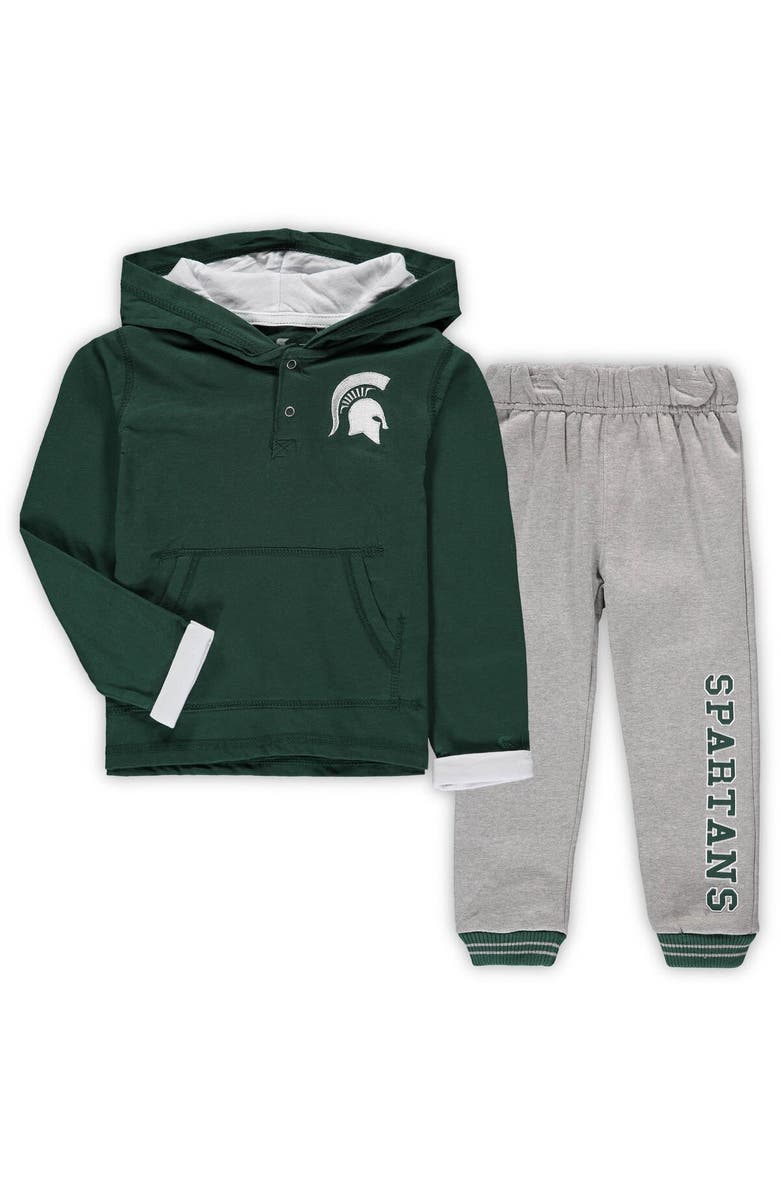 COLOSSEUM Toddler Colosseum Green/Heathered Gray Michigan State Spartans Poppies Hoodie and Sweatpants Set, Main, color, Green