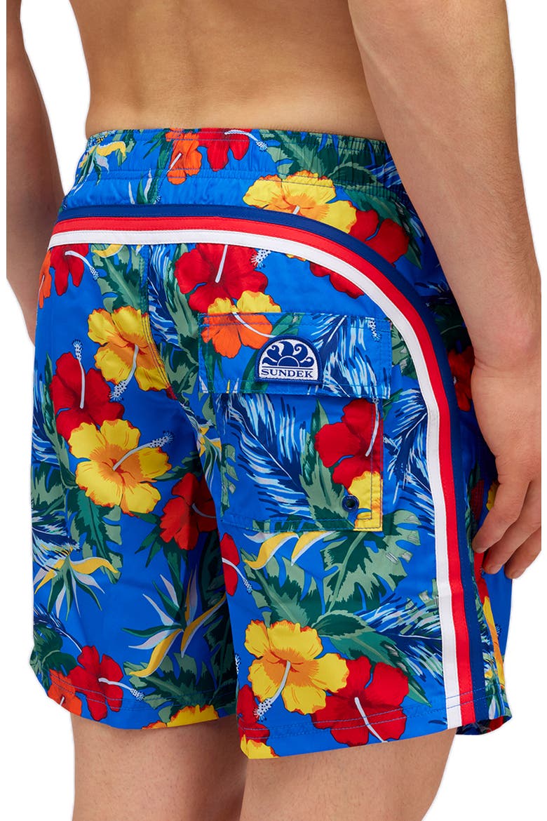 Floral Board Shorts, Alternate, color, OVER SKY