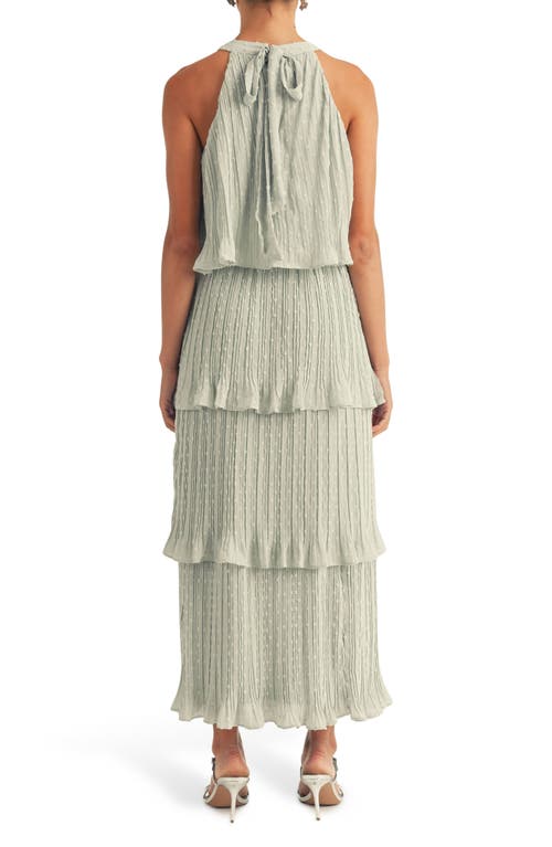 Arose Studio Lauren Tiered Swiss Dot Chiffon Dress In Gray