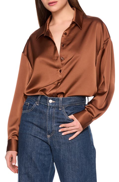 Satin Button Front Shirt