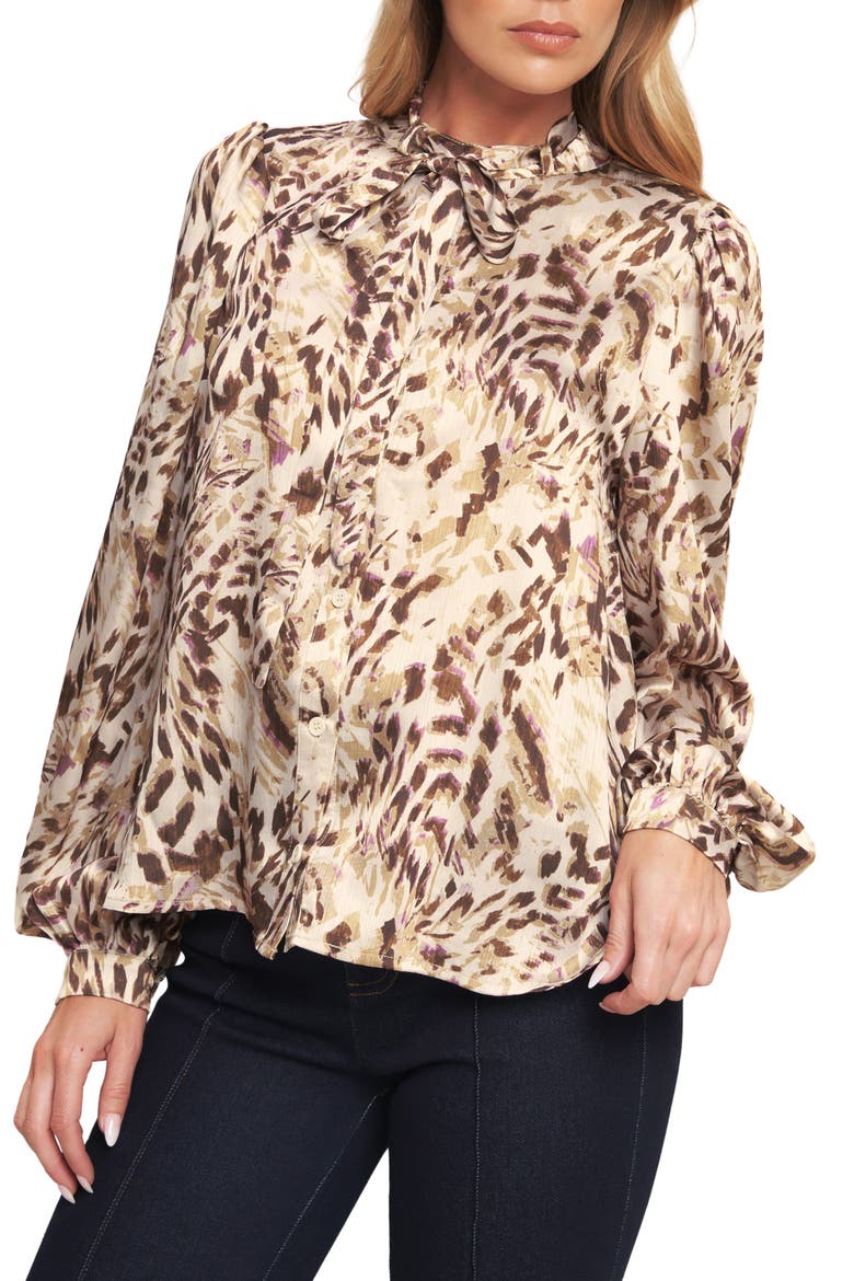 Button Front Long Sleeve Top, Main, color, CREAM