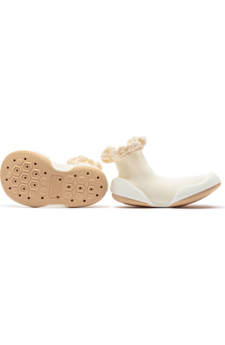 Toddler Girl Sock Shoes Lace Trim - Black